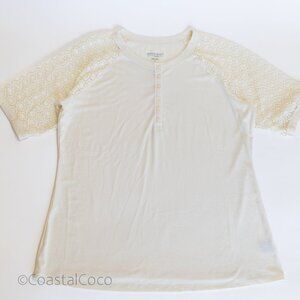 Torrid Super Soft Plus sz 3 Top Rib Knit Crochet Lace Sleeves Travel Loungewear